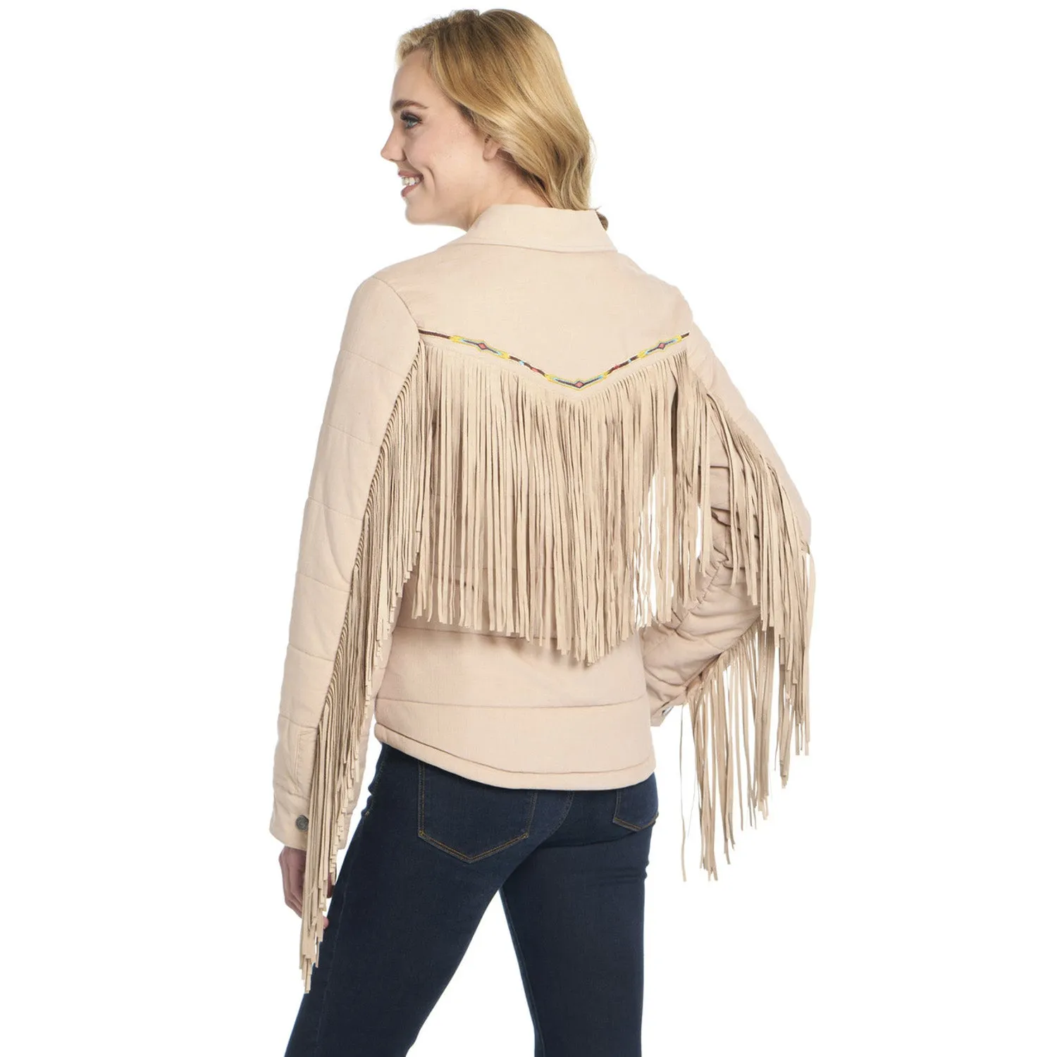 Cripple Creek Womens Quilted Micro-Cord Fringe Bedrock 100% Cotton Jacket Neat Look Everyday Style
