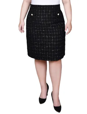 Folk Motif Plus Size Slim Double Knit Skirt Plus Size Slim Double Knit Skirt Color Soft