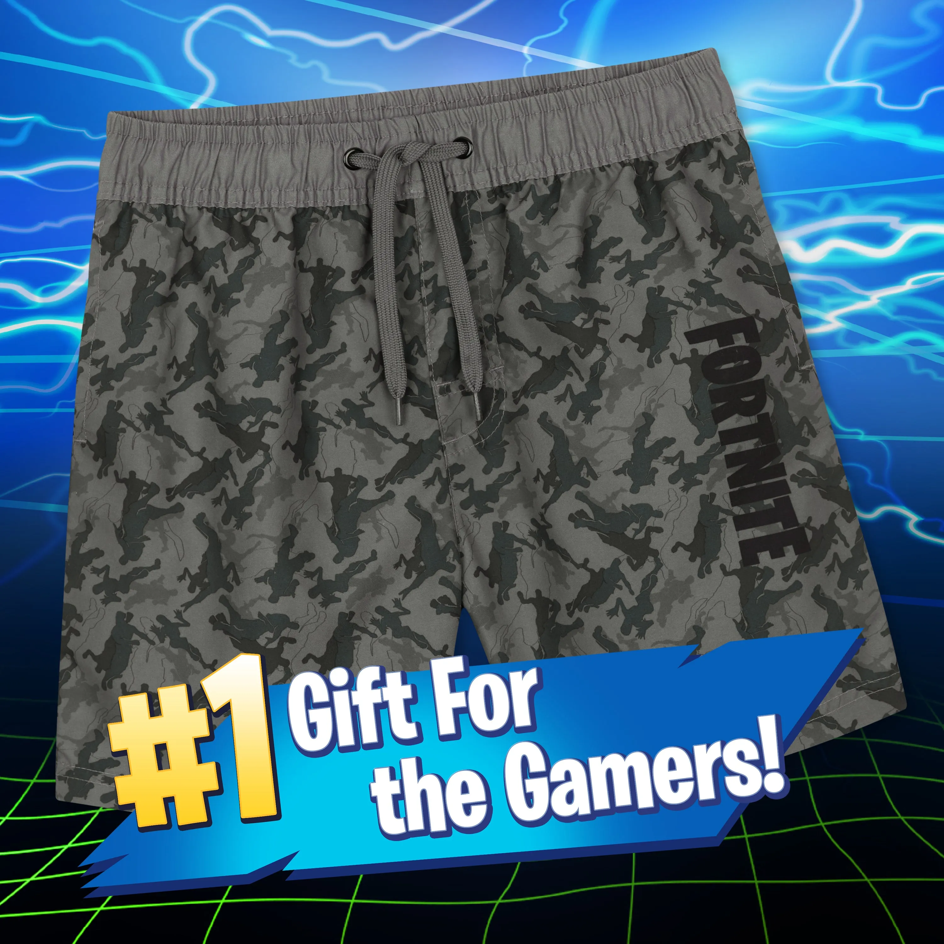 Fortnite Swim Shorts Trunks with Emote Print & Elasticated Waist for Boys Teens