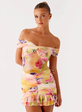 Frances Mini Dress - Sunburst Floral Knit texture Best-Seller Chic Energy Frances Mini Dress - Sunburst Floral