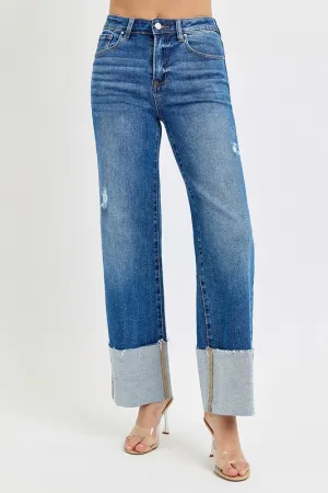 FRANKIE HIGH RISE ANKLE WIDE CUFFED JEANS Grab And Go Slim Modern All-day Comfort FRANKIE HIGH RISE ANKLE WIDE CUFFED JEANS