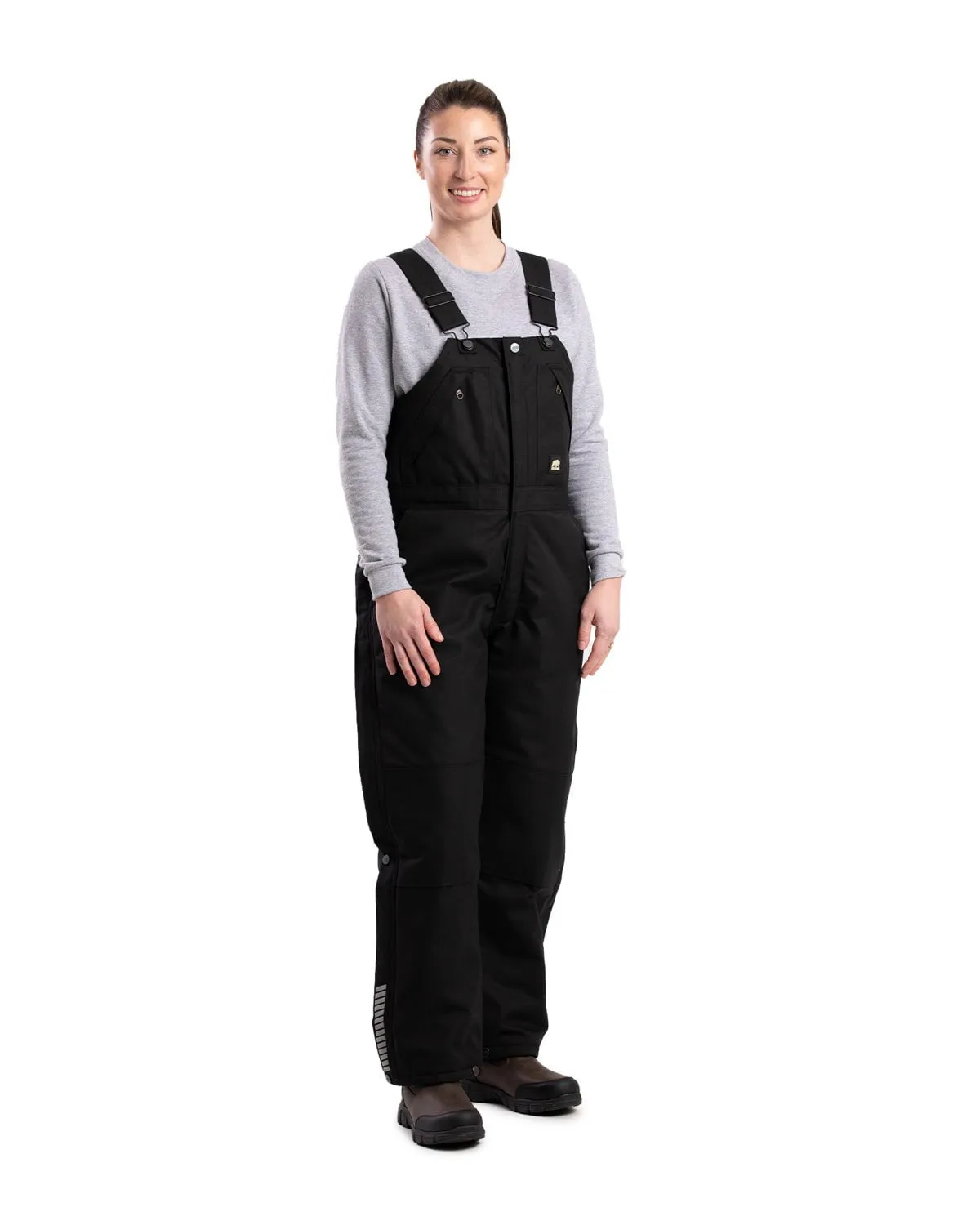Berne Womens Icecap Insulated Black 100% Nylon Bib Overall All Use Wear Brunch Outfit Casual