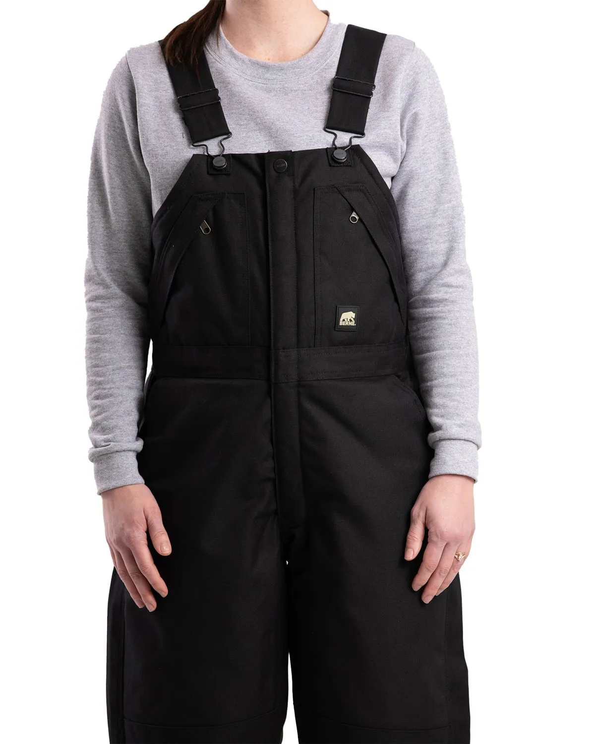 Daily Uniform Day Off Fit Berne Womens Icecap Insulated Black 100% Nylon Bib Overall