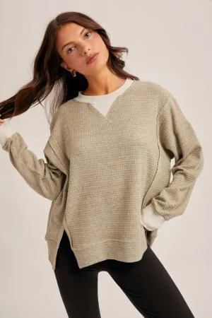 Fresh casual Bettie Brush Thermal Crew Neck Oversized Pullover Bettie Brush Thermal Crew Neck Oversized Pullover Casual Ease EasyCareFabric