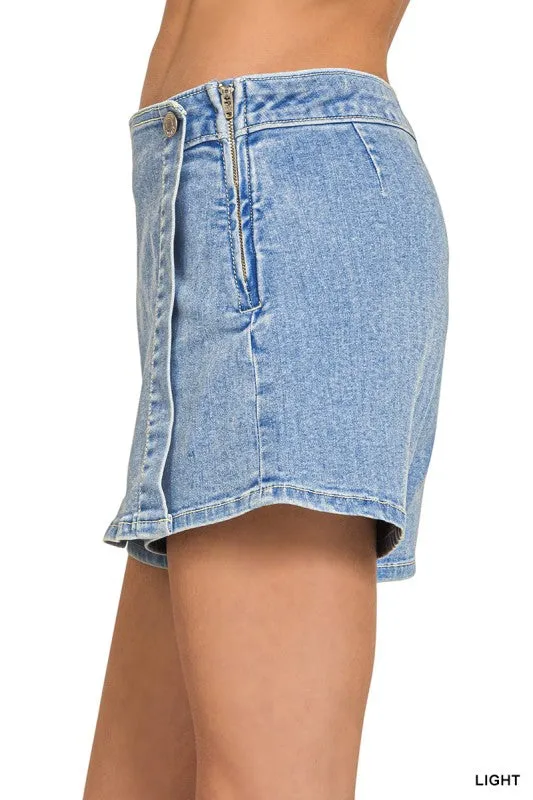 Teen Outfit Eco Friendly Travel Outfit Festival Outfit Professional Wear Heather Wrap Front Skort Denim