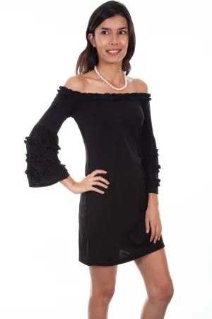 Fresh Cut Scully Womens Black Polyester Ruffle L/S Dress Classic Item Daily Favorite Scully Womens Black Polyester Ruffle L/S Dress