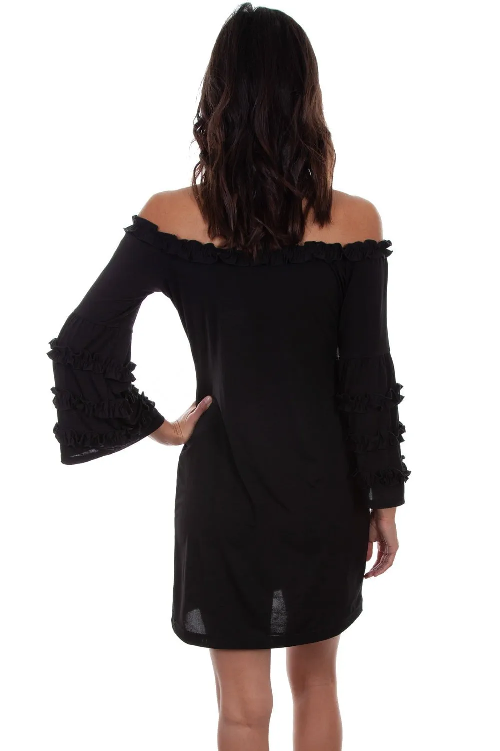 Scully Womens Black Polyester Ruffle L/S Dress Casual Edge