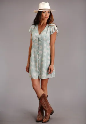 Fresh Outfit Stetson Womens Blue Rayon/Nylon Feather Print S/S Dress Stetson Womens Blue Rayon/Nylon Feather Print S/S Dress Simple Touch