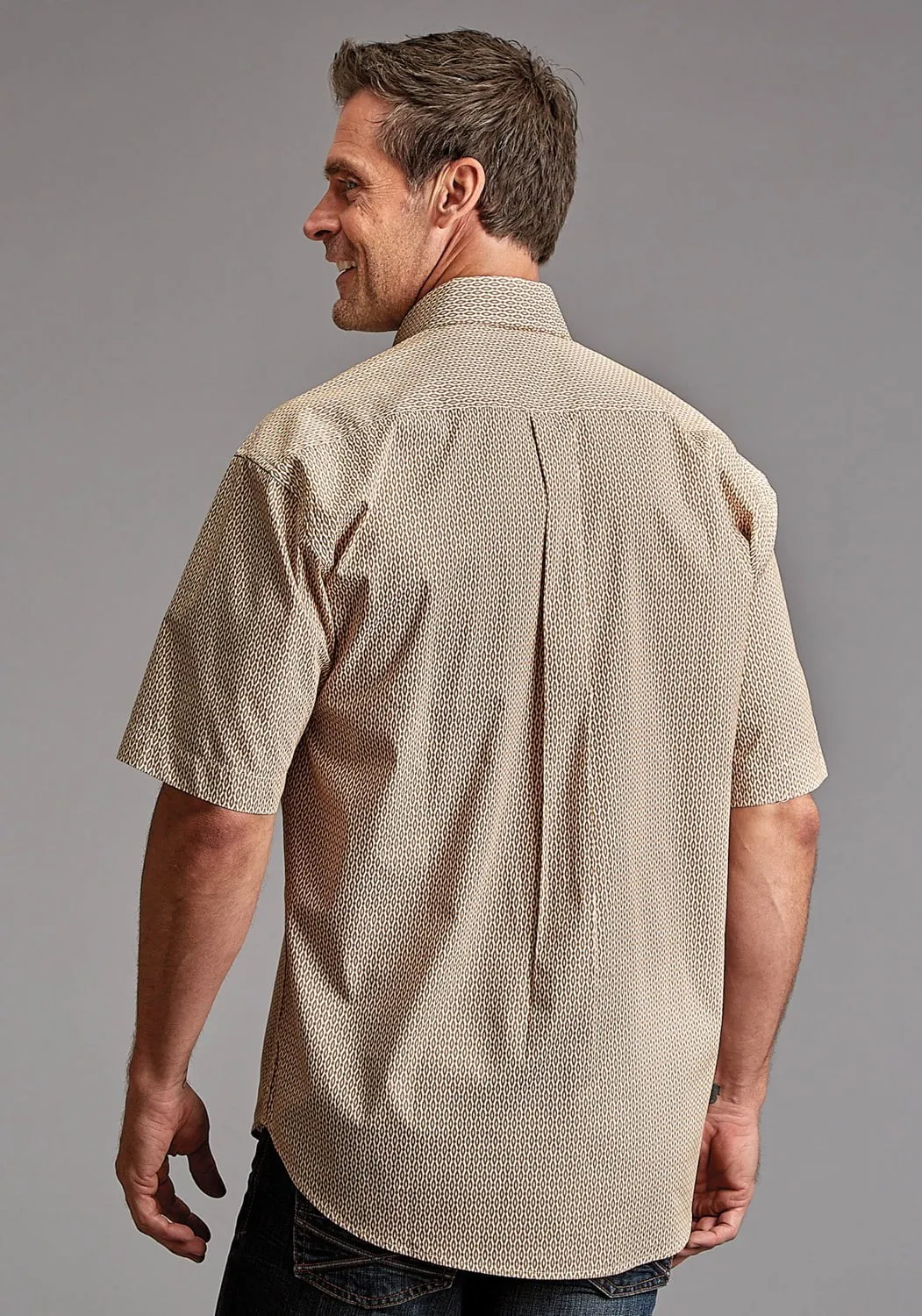 Summer Vibes Sheer Panel Stetson Mens Diamond Eye Geo Orange 100% Cotton 1 Pkt S/S Shirt