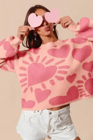 Fresh Vibe HEART VALENTINE DAY SWEATER PULLOVER TOP S-XL HEART VALENTINE DAY SWEATER PULLOVER TOP S-XL Soft and Relaxed