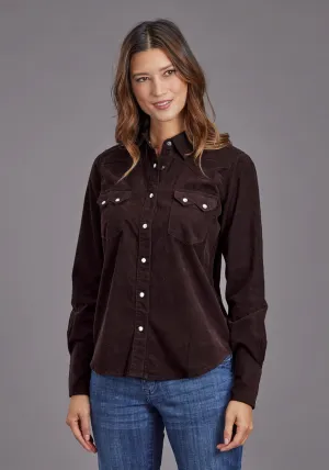 Friction Reduced Lining Stetson Womens Corduroy Denim Brown 100% Cotton L/S Shirt Seamless Sides Comfort First Fit Stetson Womens Corduroy Denim Brown 100% Cotton L/S Shirt