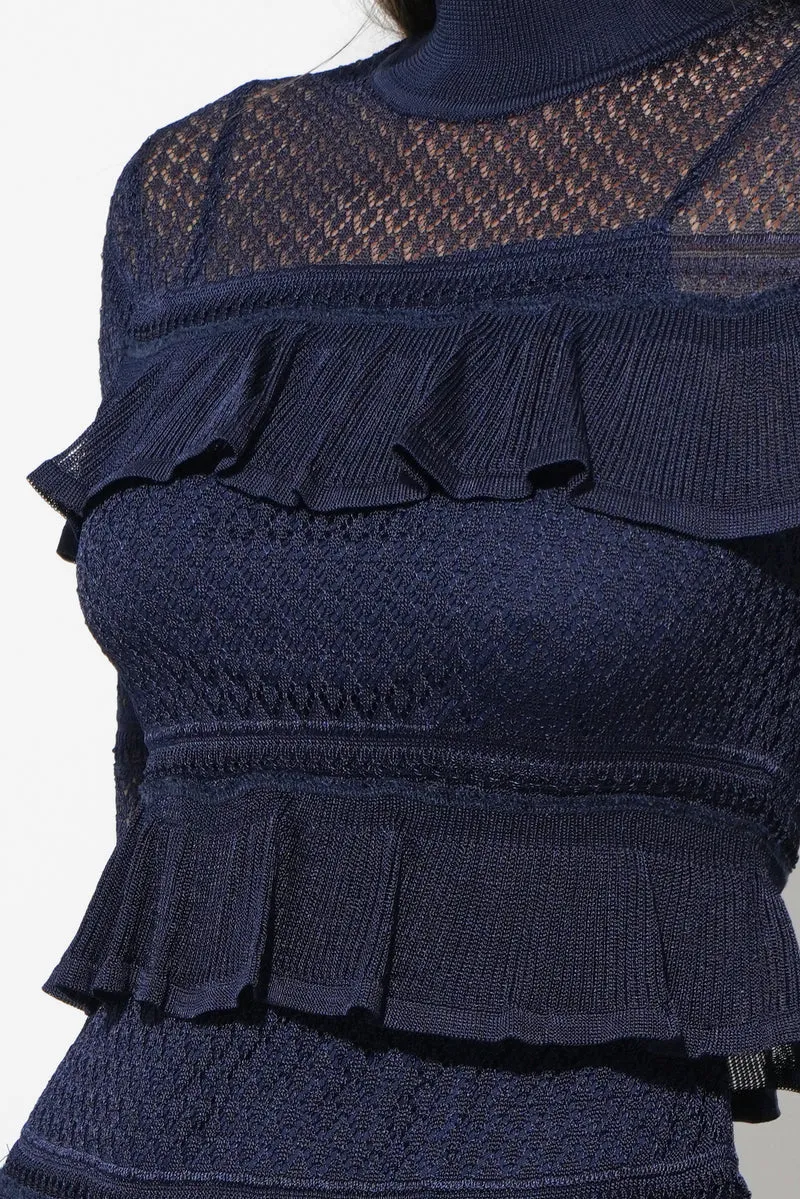 Flattering Shape SERA RUFFLED TIERED MINI DRESS