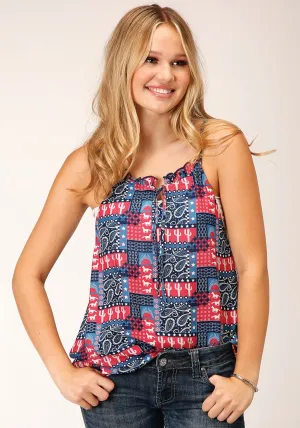 Functional Comfort Roper Womens Bandana Strappy Red 100% Rayon S/L Tank Top Roper Womens Bandana Strappy Red 100% Rayon S/L Tank Top Local Favorite High-Quality Material