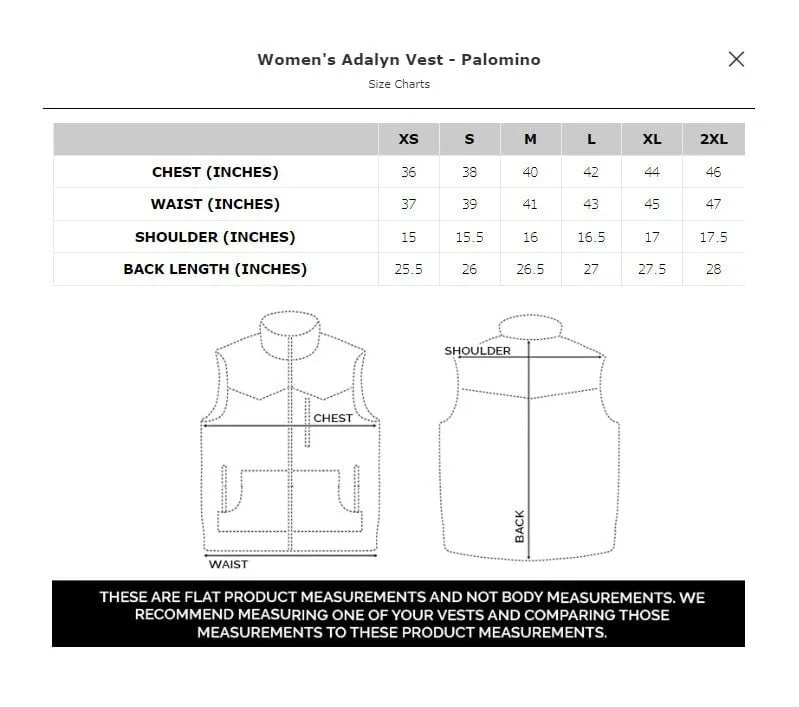 STS Ranchwear Womens Adalyn Palomino Leather Leather Vest Sleek Silhouette Effortless Comfort