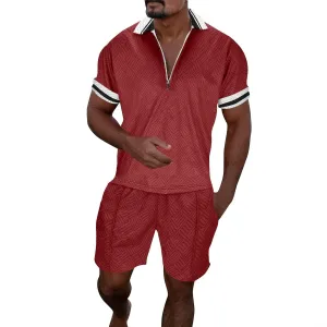 Fxbar Mens 2 Piece Short Sets Summer Fashion Track Suits Polo Shirt Outfits Casual Short Sleeve and Shorts Set