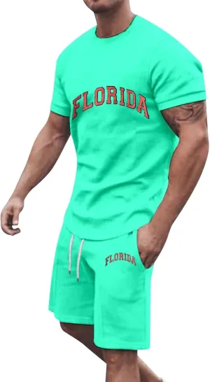 Fxbar Men's Shirt and Shorts Set 2 Piece Outfits Fashion Summer Tracksuits Casual Sportwear Set Summer Outfits for Men