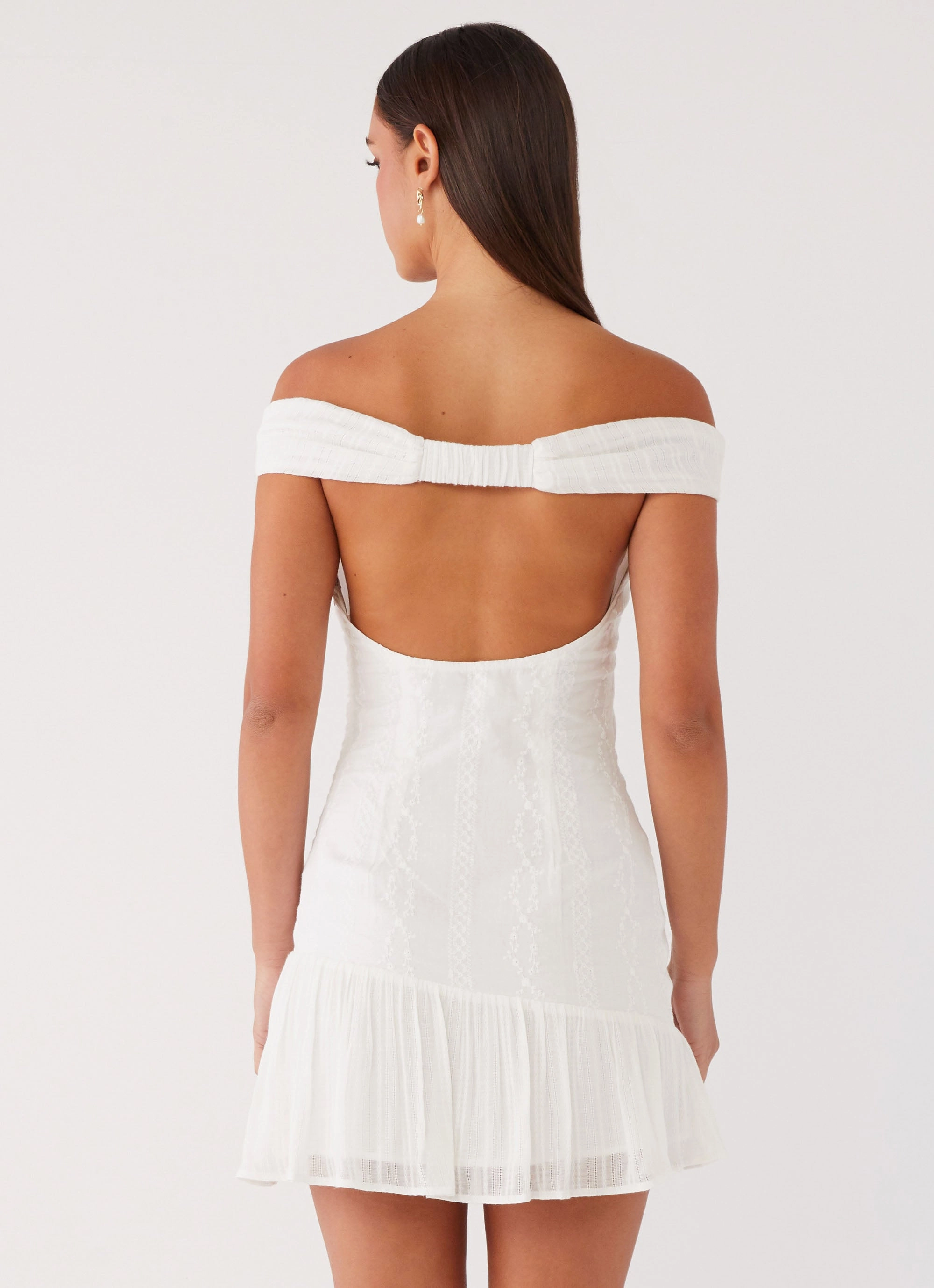 Smooth Layering Smart Shape Gabby Ruffle Hem Mini Dress - Ivory