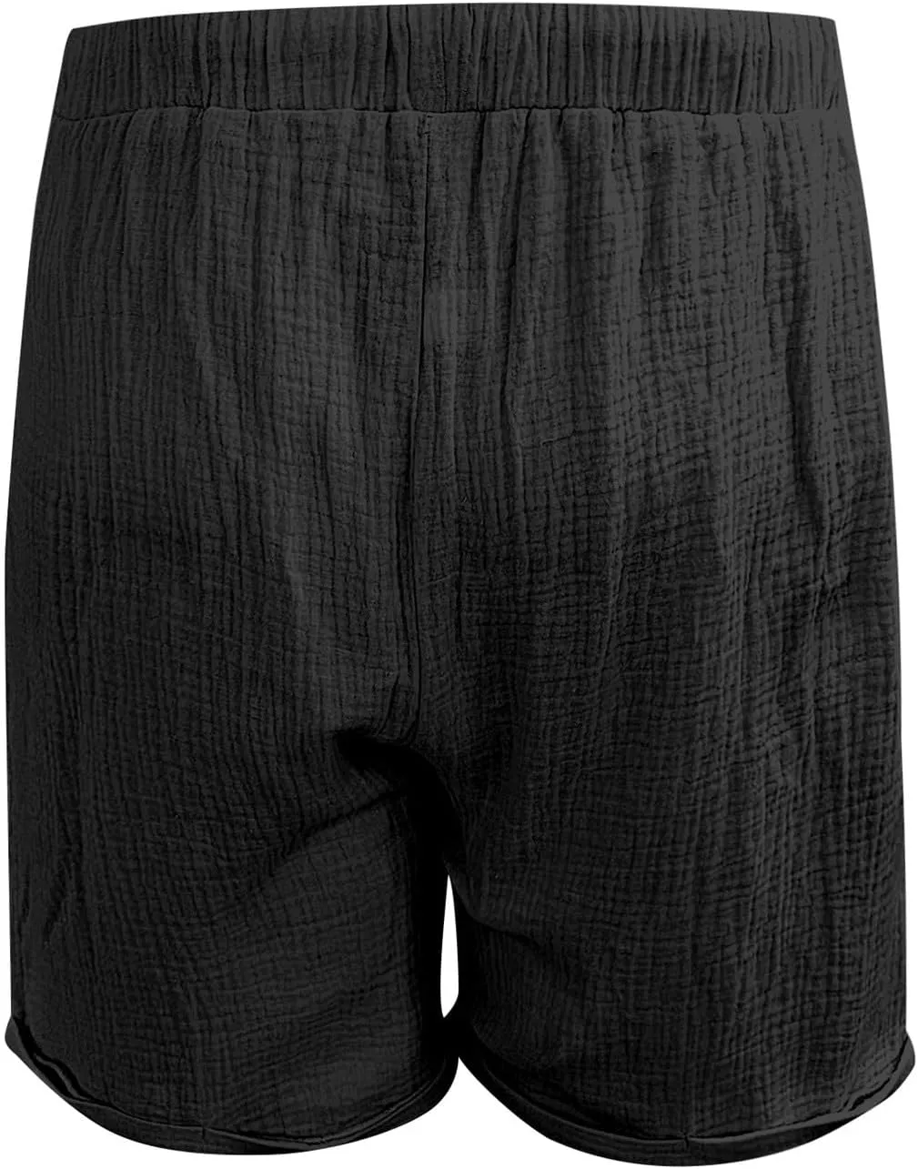 Gauze Cotton Linen Shorts for Men Breathable Elastic Waist Lounge Shorts Lightweight Loose-Fit Vacation Beach Short