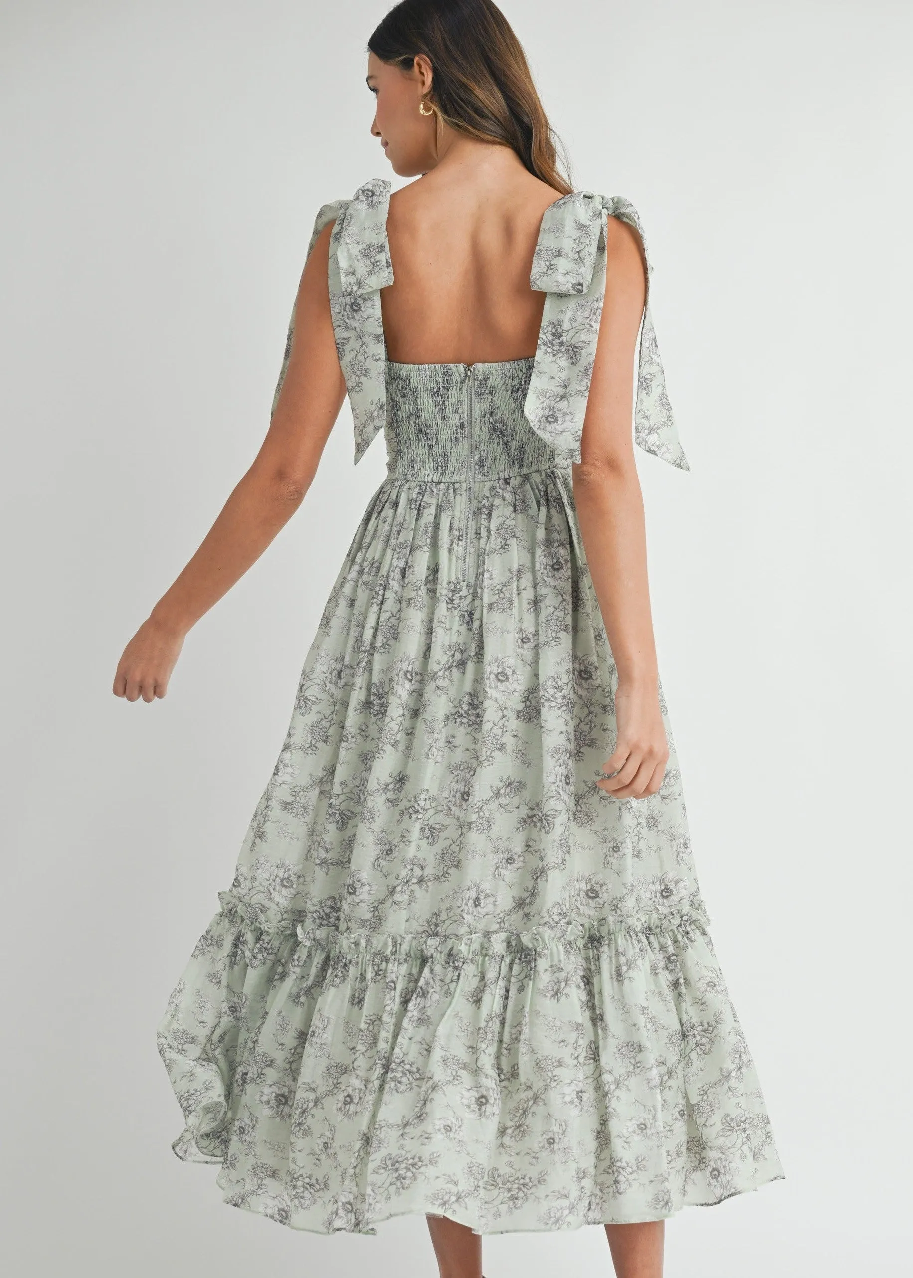 GEMMA FLORAL RUCHED MIDI DRESS Fluid Shape Quick Fit