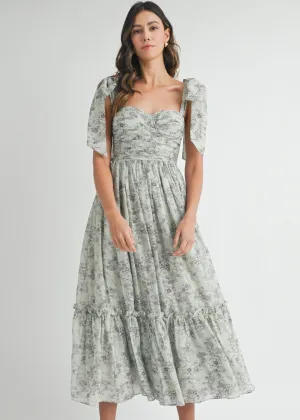 GEMMA FLORAL RUCHED MIDI DRESS Elegant and Simple GEMMA FLORAL RUCHED MIDI DRESS Flare Swing