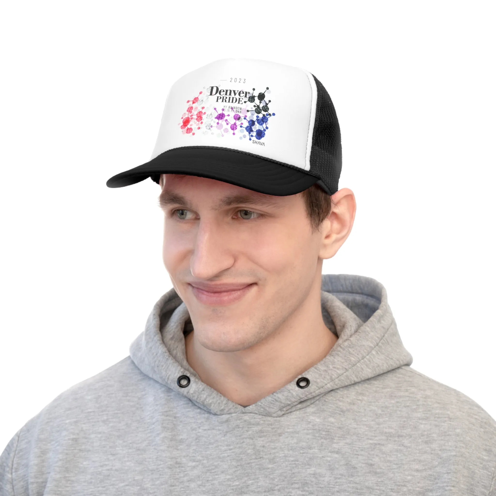 Genderfluid Flag Trucker Caps Denver Pride - My Rainbow is In My DNA