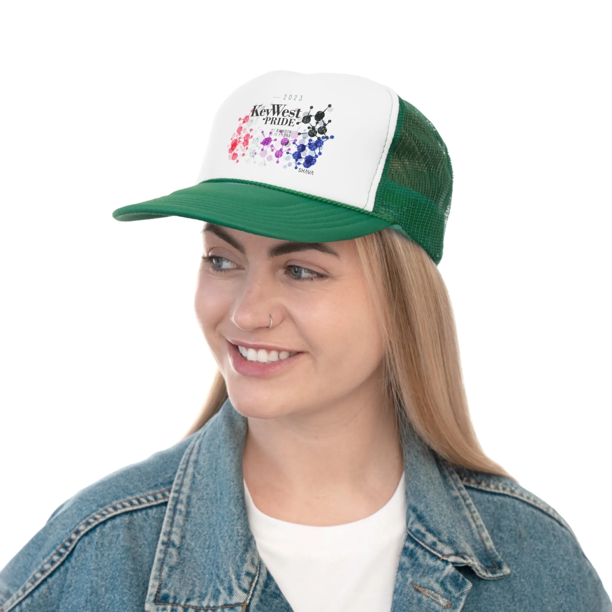 Genderfluid Flag Trucker Caps Key West Pride - My Rainbow is In My DNA