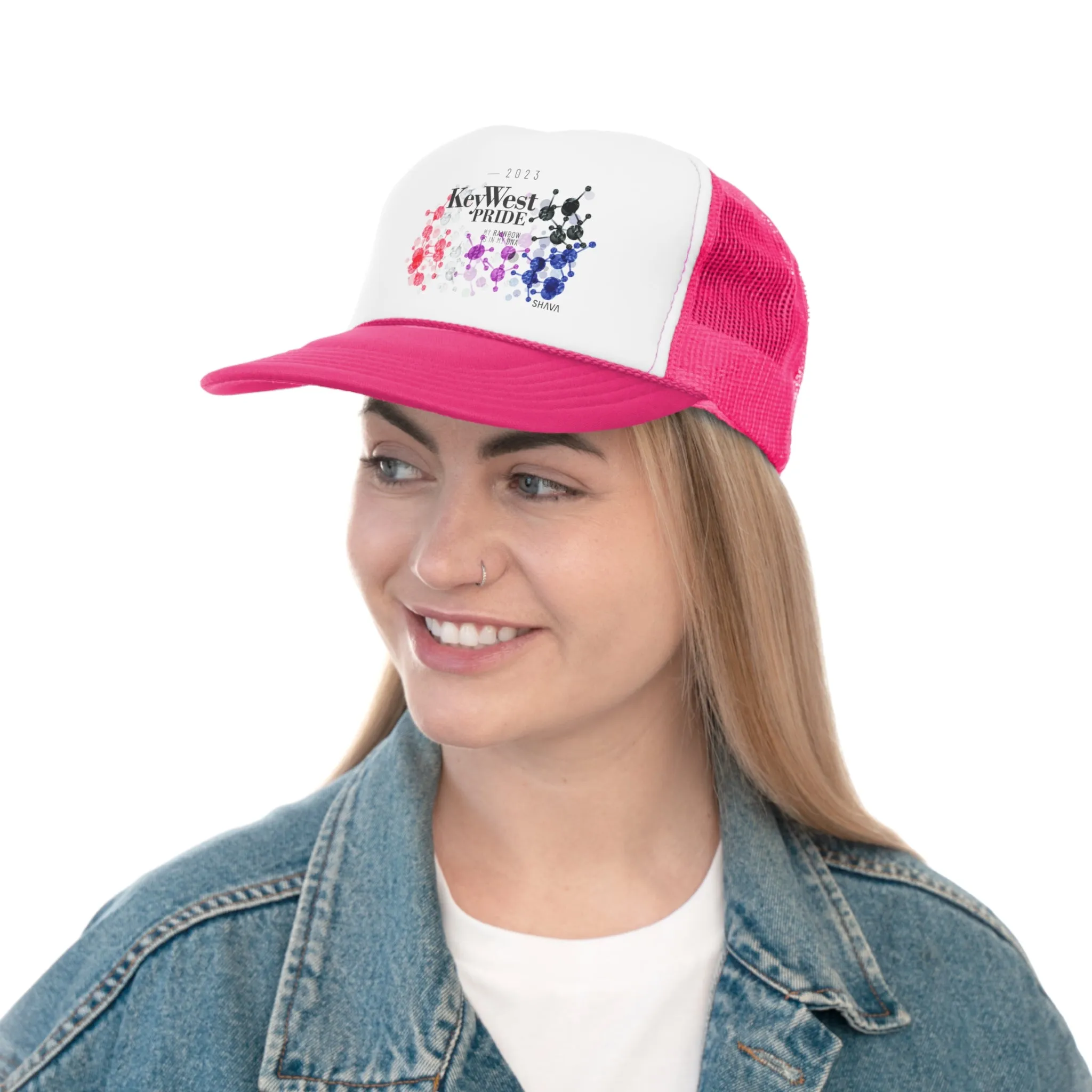 Genderfluid Flag Trucker Caps Key West Pride - My Rainbow is In My DNA