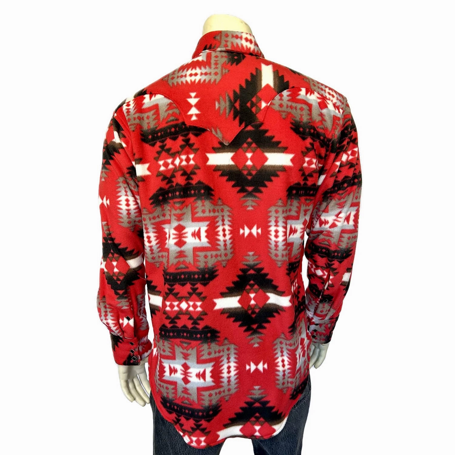 Breathable fabric Simple Comfort Rockmount Mens Native Pattern Western Red/Grey Fleece L/S Shirt