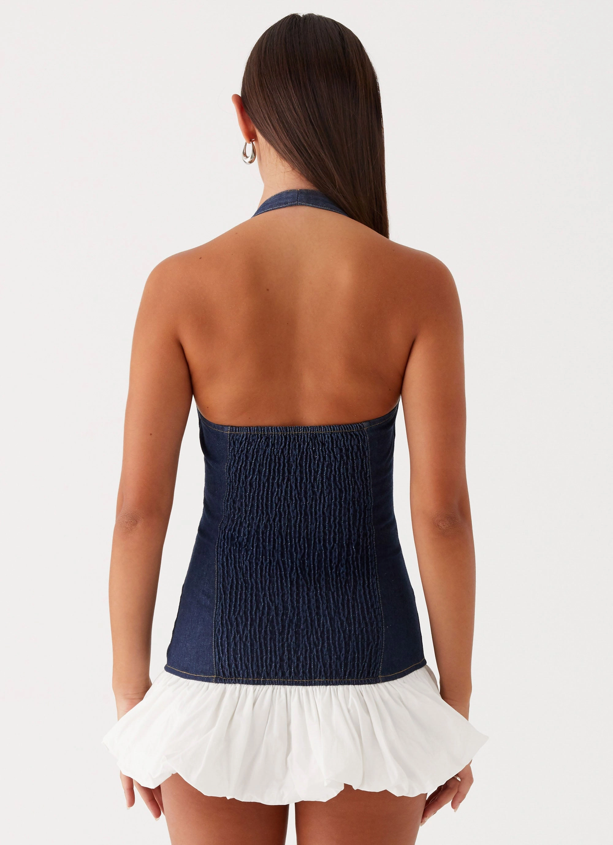 Flattering Wearable Georgina Denim Mini Dress - Blue