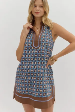 Ginny Medallion Print Mini Dress Bohemian Ensemble Flattering Fit Wear Ginny Medallion Print Mini Dress