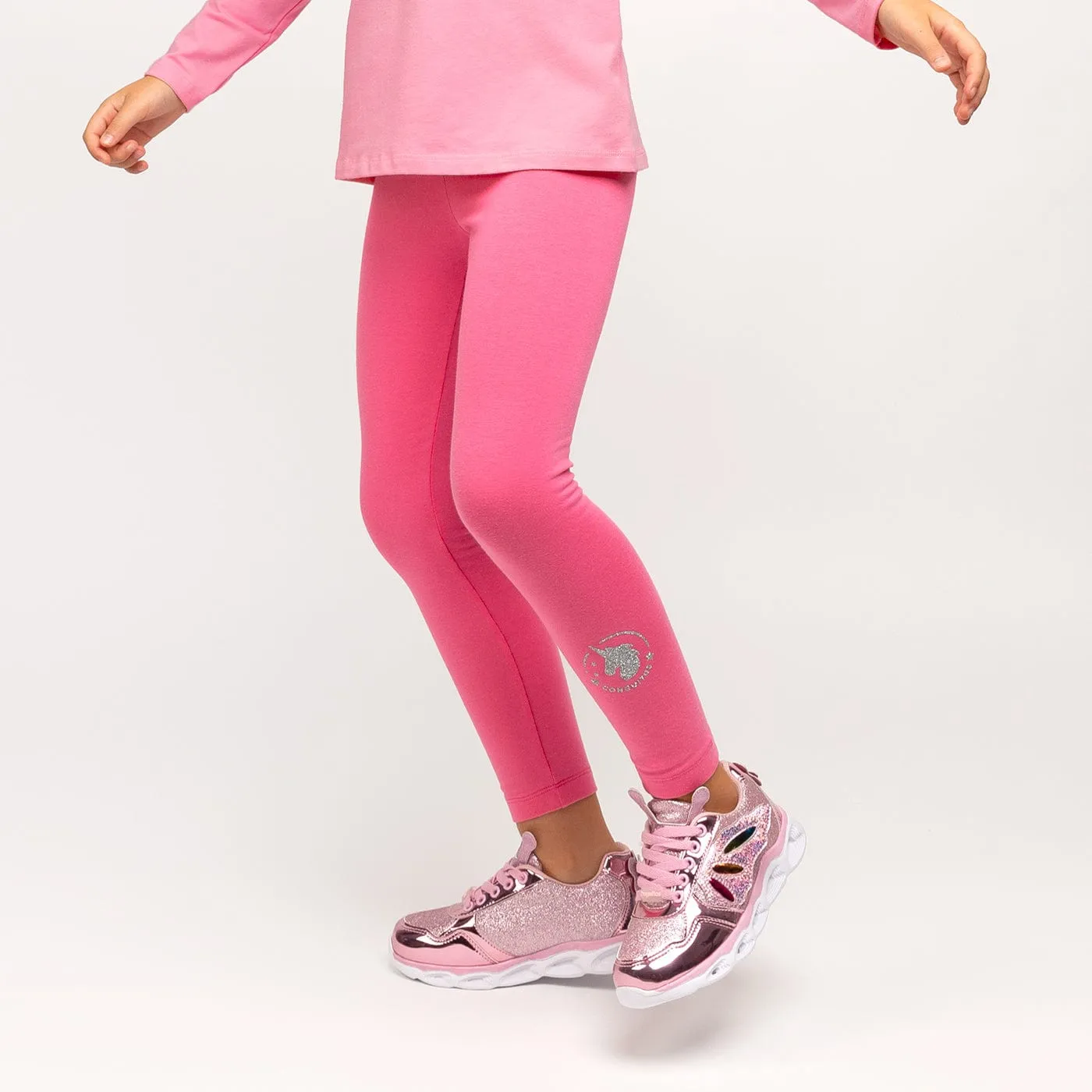 Girl's Fuchsia Cotton Leggings