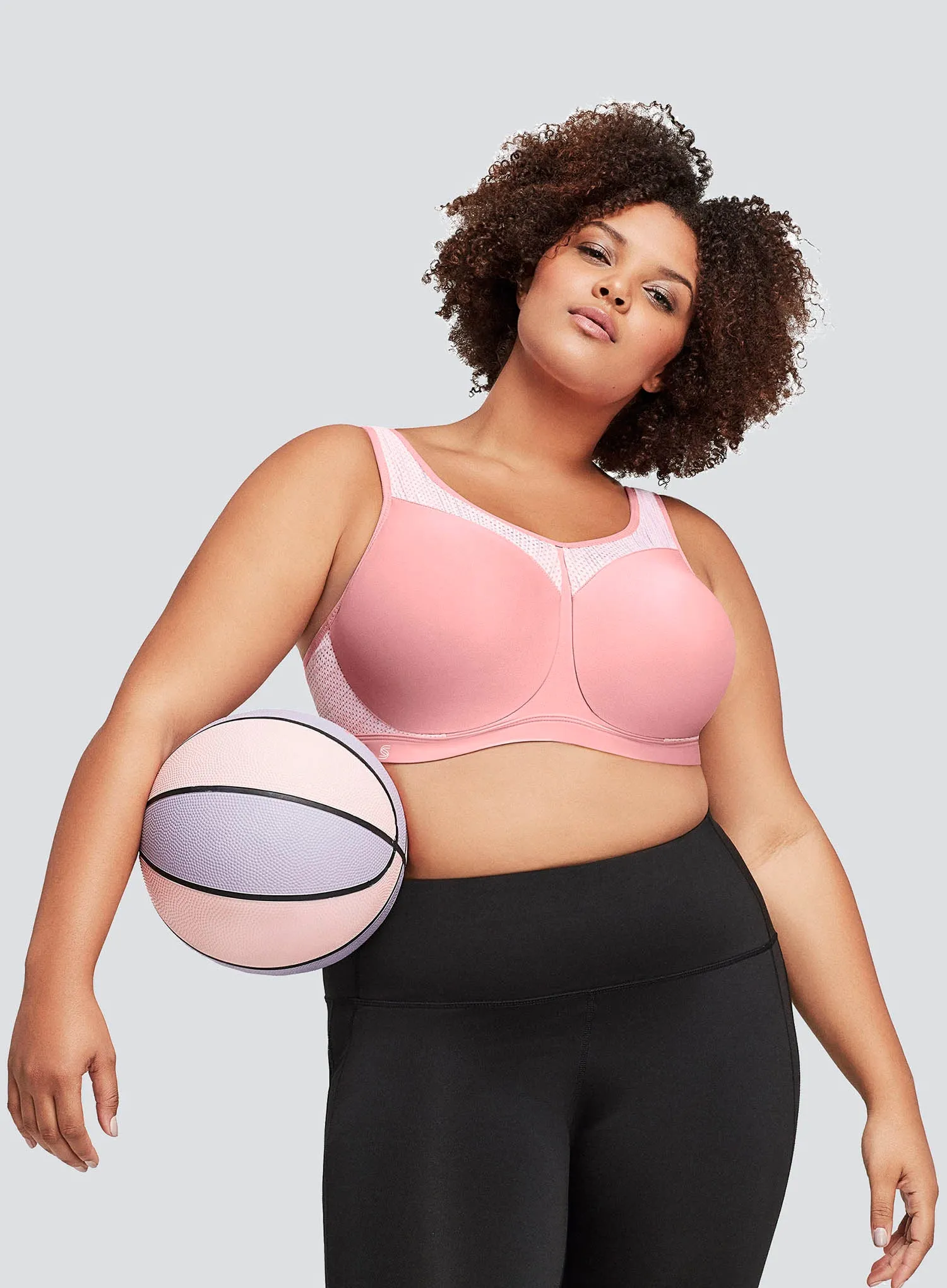 Glamorise: No Limits High Support Underwire Sports Bra Pink Blush
