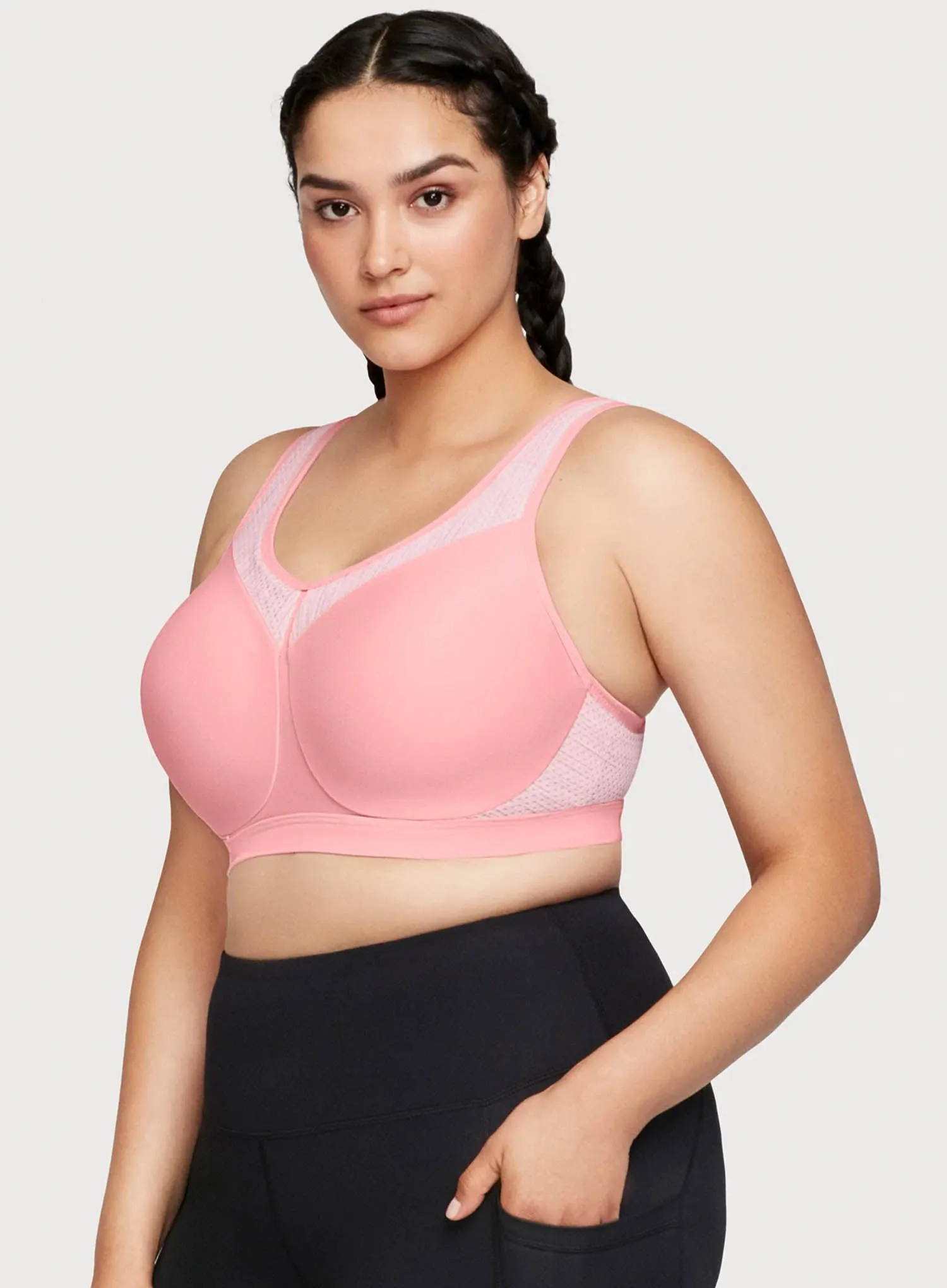 Glamorise: No Limits High Support Underwire Sports Bra Pink Blush