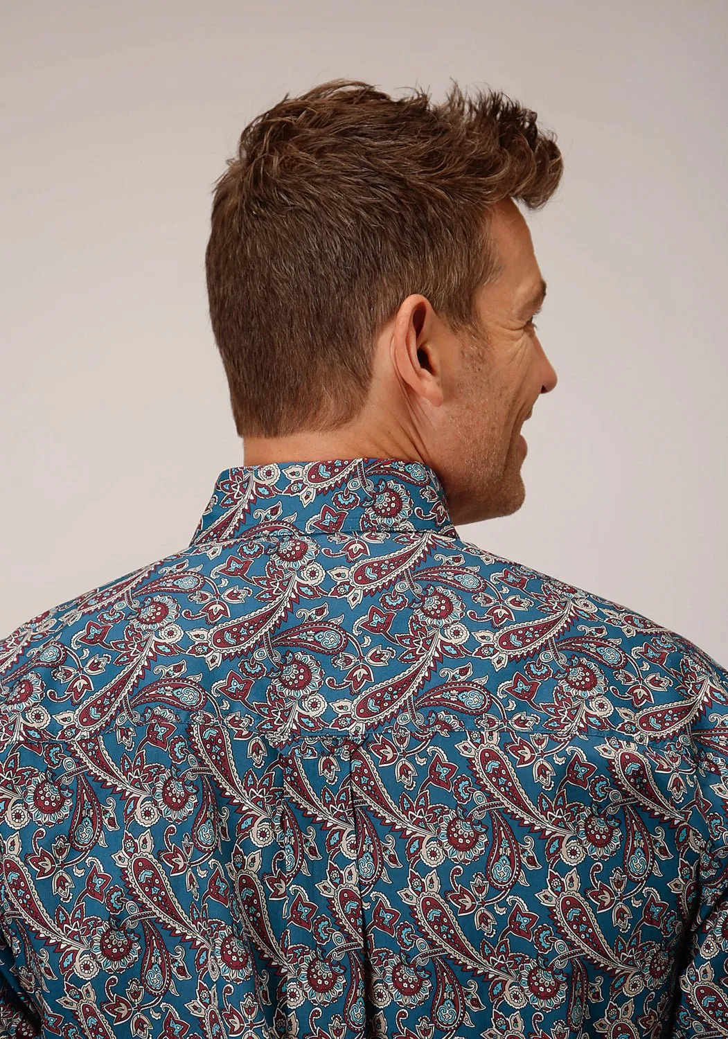 elegant design Roper Mens Independence Foulard Blue 100% Cotton S/S Shirt