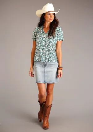 Go-To Layer Stetson Womens Floral Print Jade 100% Rayon S/S Blouse Seasonal Style Stetson Womens Floral Print Jade 100% Rayon S/S Blouse