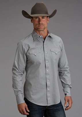 Go-To Layer Stetson Mens Reflection Geo Grey 100% Cotton L/S Shirt Stetson Mens Reflection Geo Grey 100% Cotton L/S Shirt Breathable Lining Unisex Choice