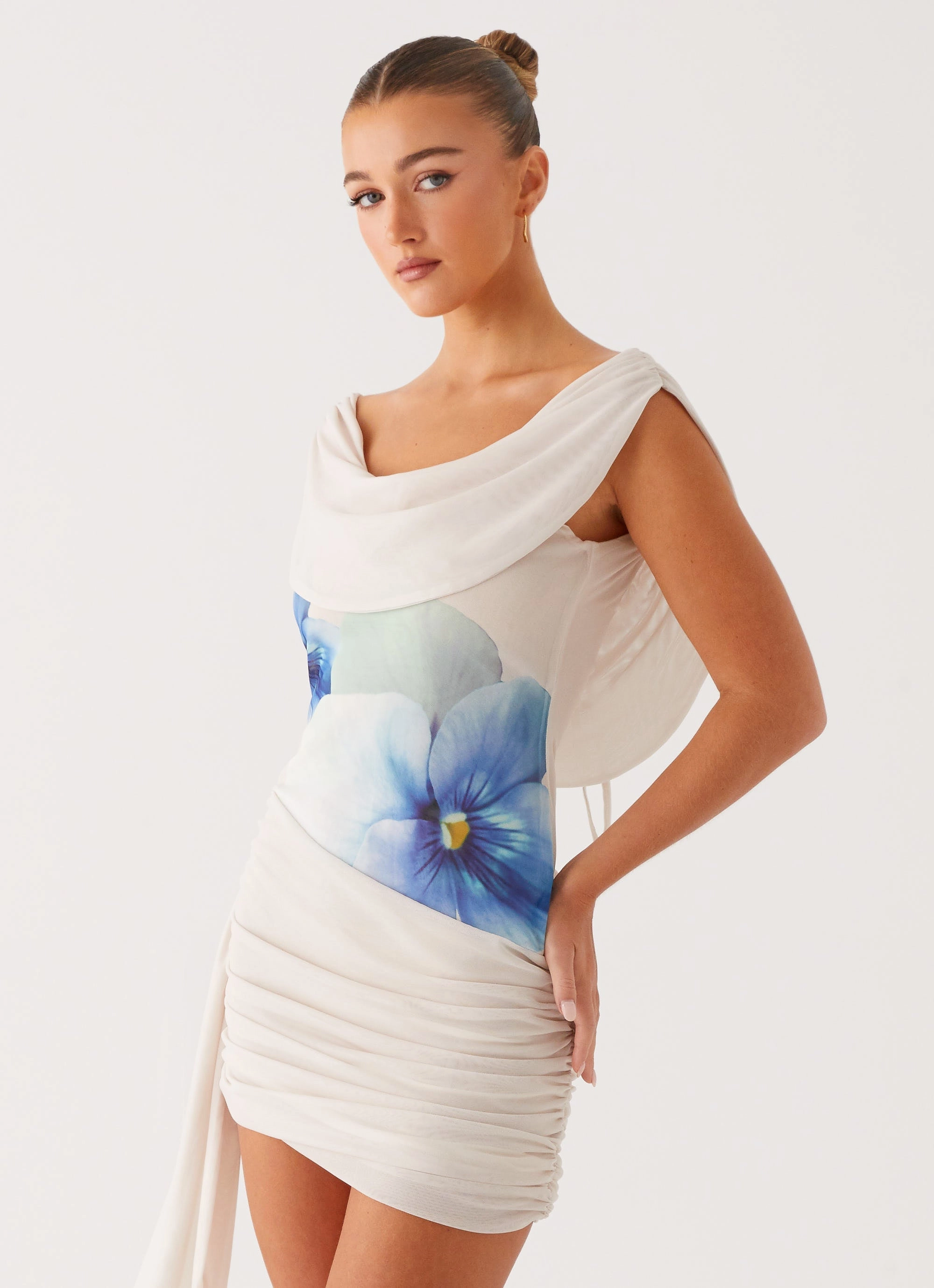 Waist-Cinching Good Fortune Mini Dress - Ivory