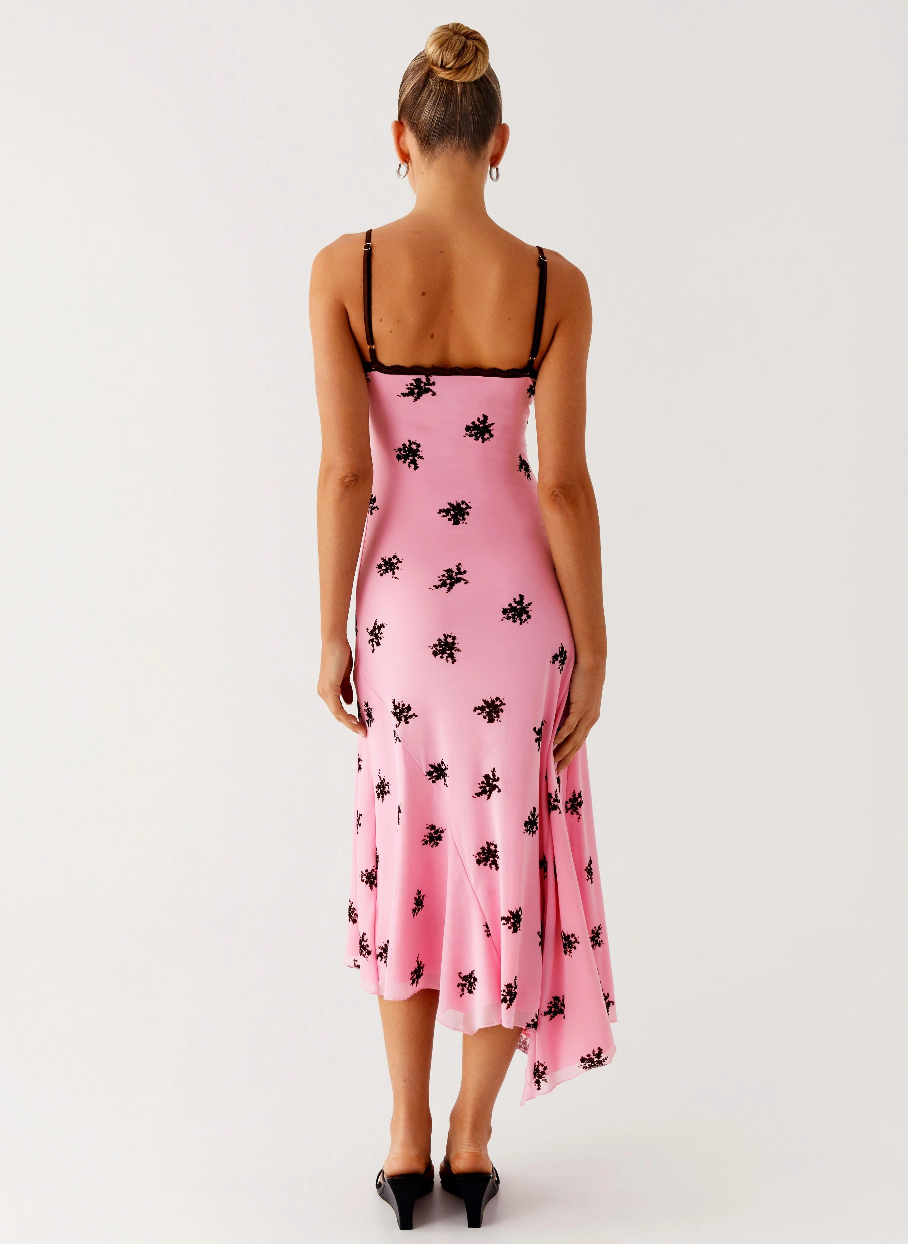 Amelia Midi Dress - Pink Durable-Fabric Casual and Comfy