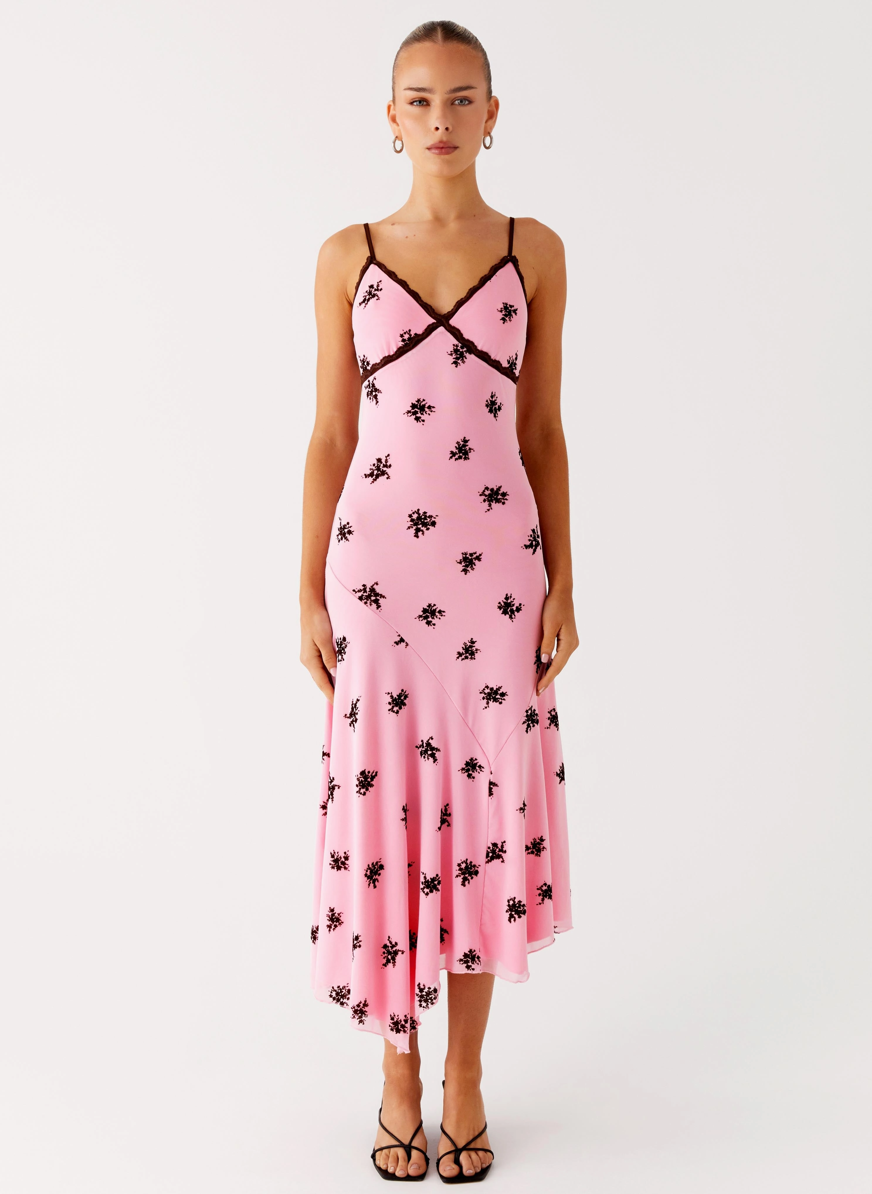 Amelia Midi Dress - Pink Sleek Drape Flattering Waist