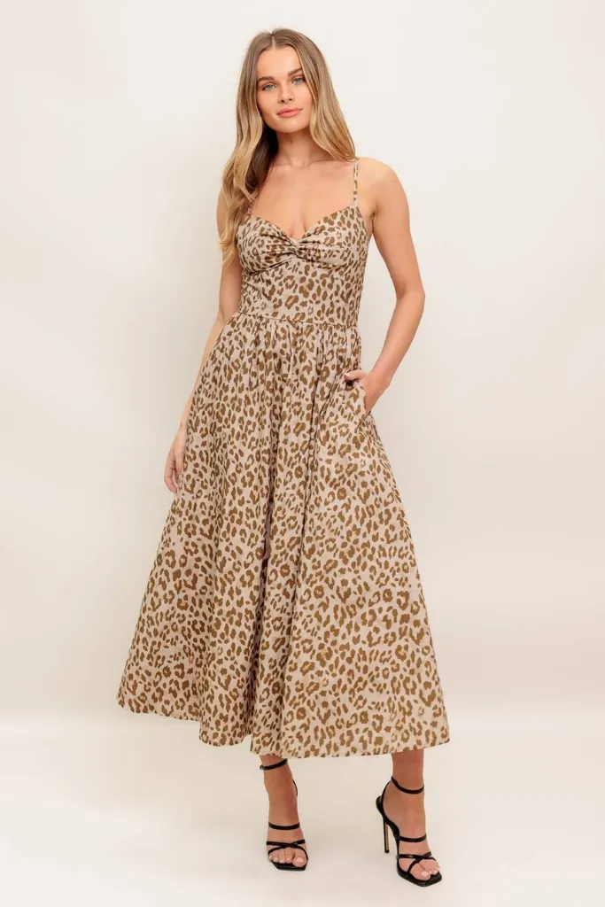 Grace Cheetah Print Maxi Dress Perfect Cut Outdoor Scene