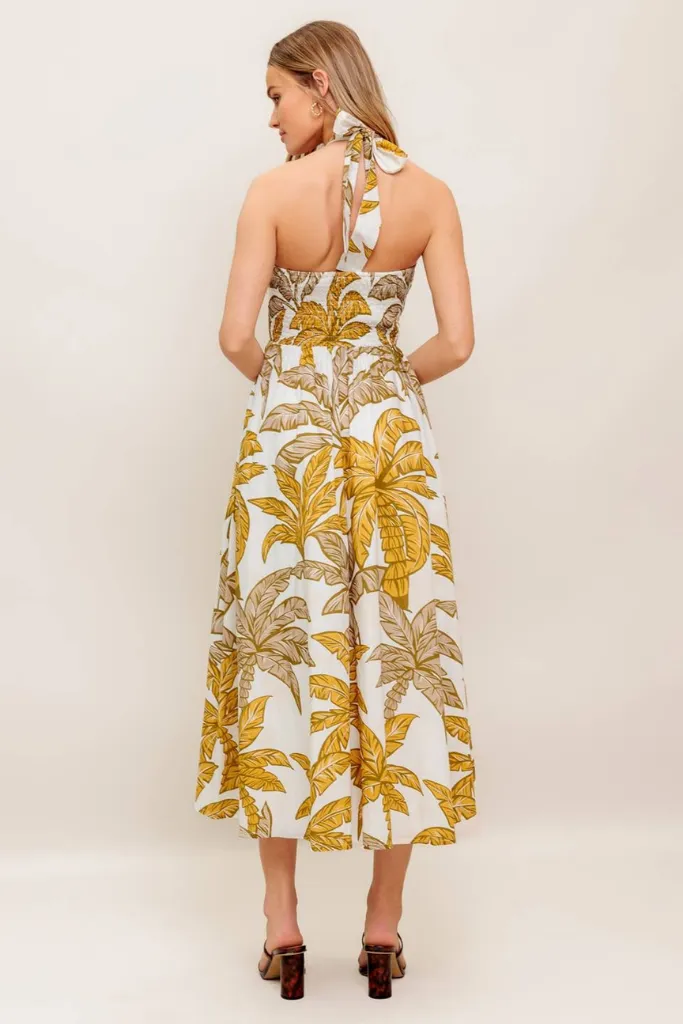 Happy Glow Elsie Tropical Halter Maxi Dress