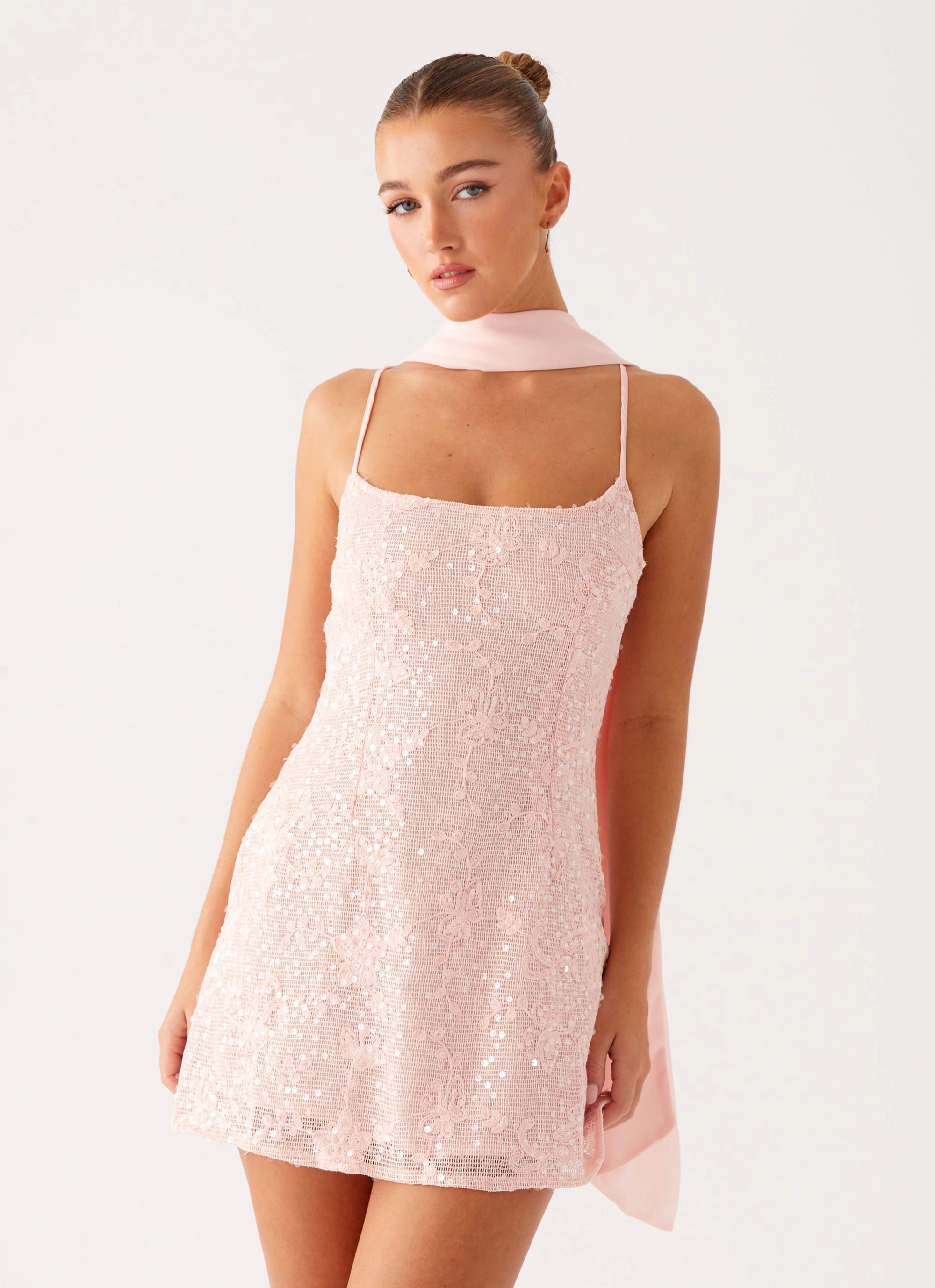 Vision Sequin Mini Dress - Pink Basic essential