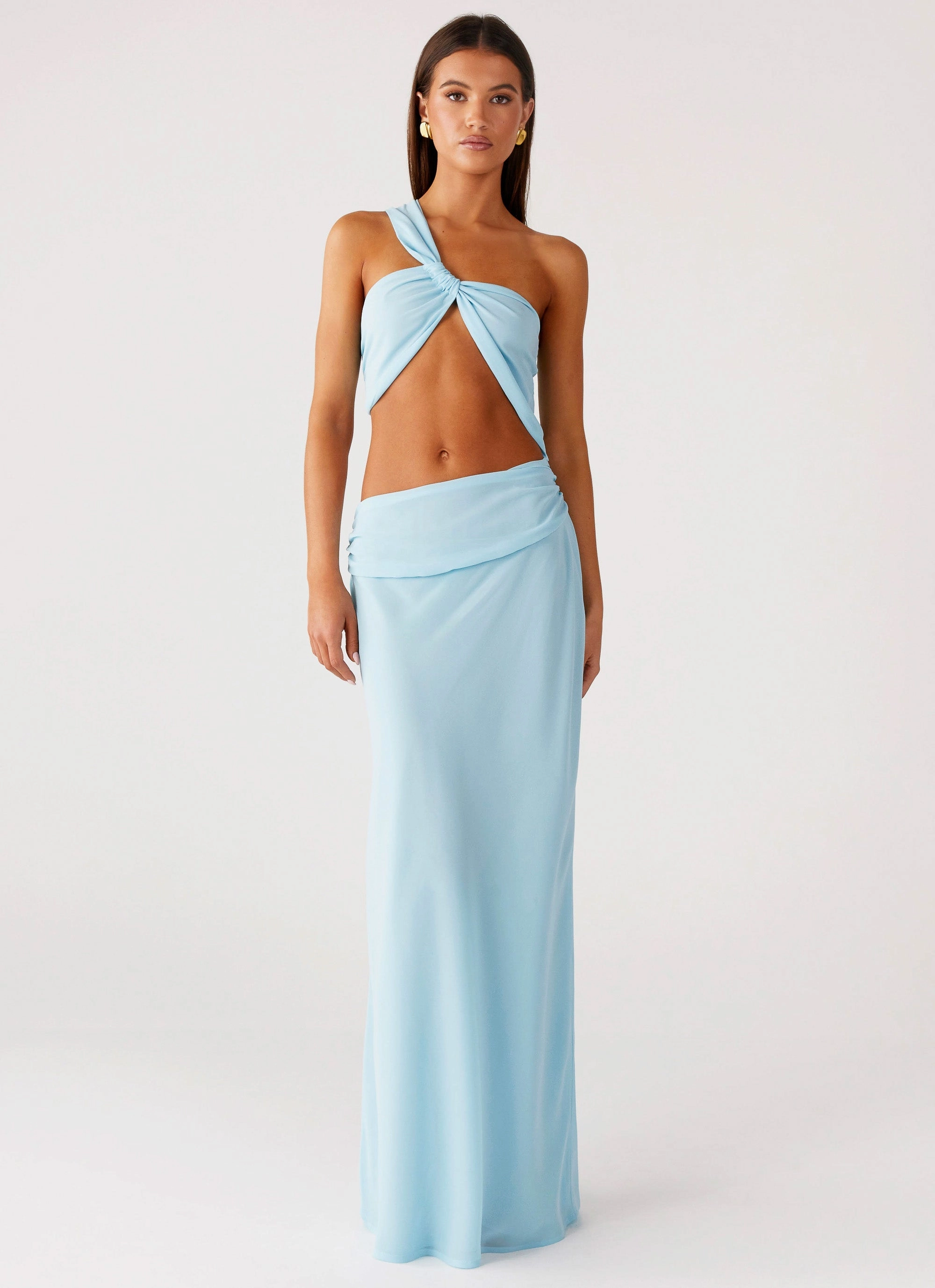 Cindelle One Shoulder Maxi Dress - Turquoise Shore Time Lace Soft