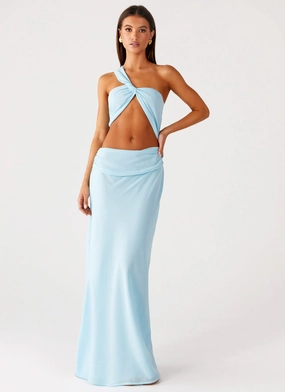 Graceful Movement Cindelle One Shoulder Maxi Dress - Turquoise Chic Tailoring Design Warranty-Included Cindelle One Shoulder Maxi Dress - Turquoise