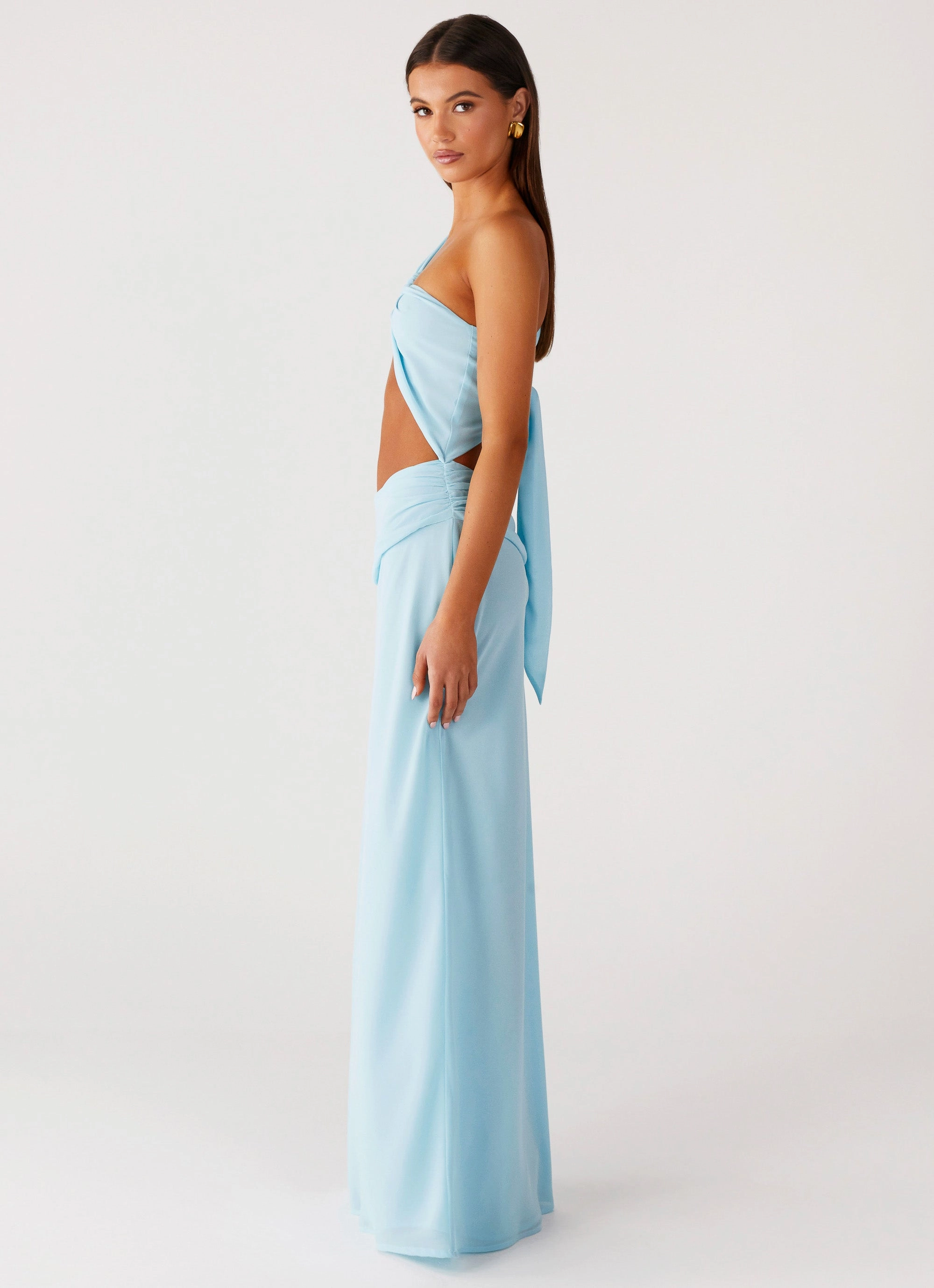 Cindelle One Shoulder Maxi Dress - Turquoise Tall Girl Texture Rich