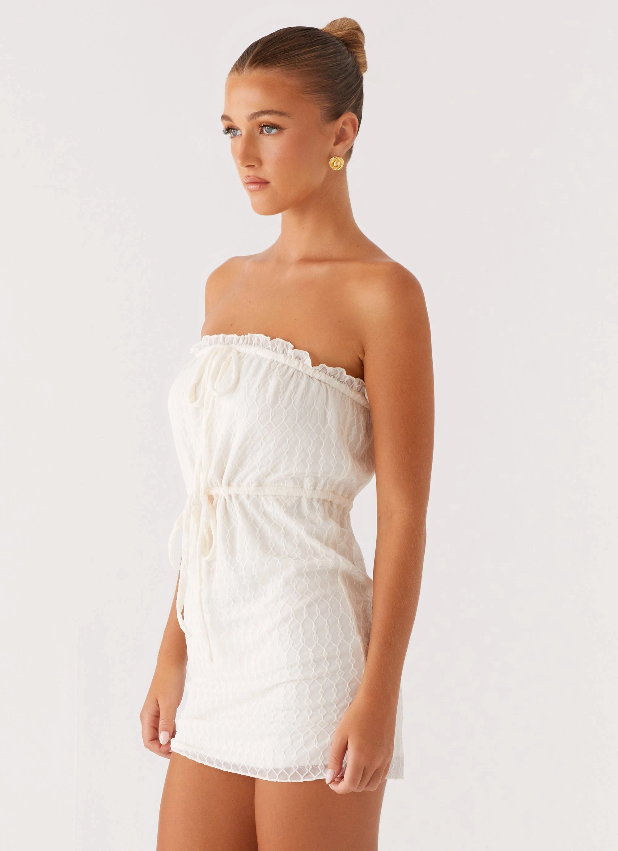 Classic knee-length dress Alina Mini Dress - Ivory