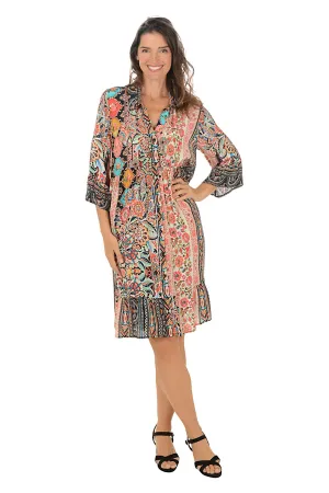 Grand Garden Viscose Silk Button-Front Dress Sophisticated Simplicity Evening Classic Vacation Outfit Grand Garden Viscose Silk Button-Front Dress