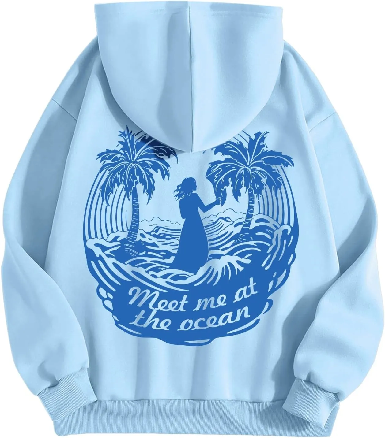 Graphic Hoodies Vintage Malibu Beach Surf up CATCH WAVES Printed Hoodie Sweatshirt Long Sleeve Sweatshirts Pullovers