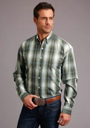 Graphic Style Stetson Mens Green 100% Cotton Moss Ombre BD L/S 1 Pkt Shirt Casual Comfort Stetson Mens Green 100% Cotton Moss Ombre BD L/S 1 Pkt Shirt
