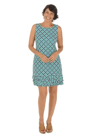 Green Compass Rose UPF50  Sleeveless Ruffled Dress Versatile Dress Day-To-Night Wear Effortless Layer Wear Green Compass Rose UPF50  Sleeveless Ruffled Dress